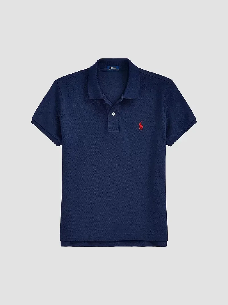 Polo Ralph Lauren Women's Classic Fit Short-Sleeve Polo - Newport Navy Red - Size Medium
