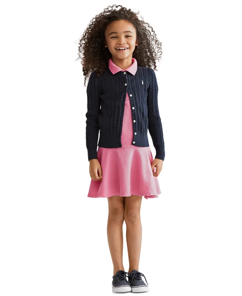 Polo Ralph Lauren Toddler and Little Girls Cable-Knit Cotton Cardigan - Hunter Navy