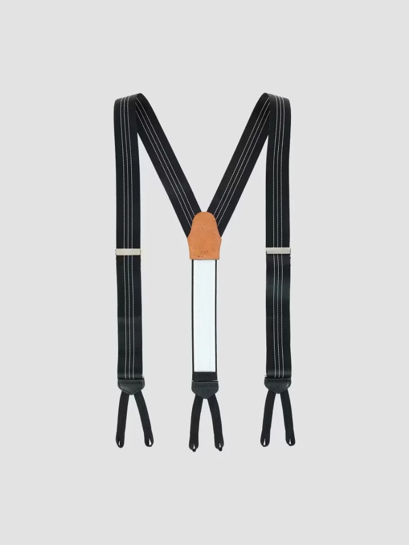 Men Fredrick Center Stripe Formal Suspenders - Black