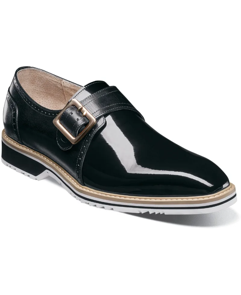 Stacy Adams Men's Bartram Plain Toe Monk Strap Shoe - Black