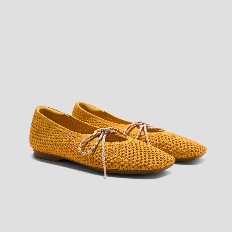 VIVAIA Margot Square-Toe Mesh Flats (Makayla)|BLONDE|US 9.5
