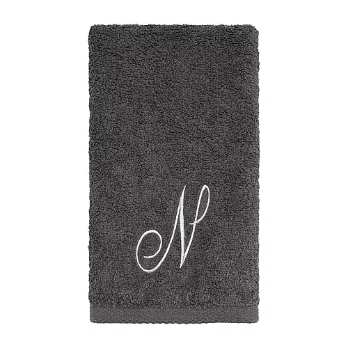 Avanti Premier Script Monogram Granite/Silver Bath Towel Collection, One Size, Gray