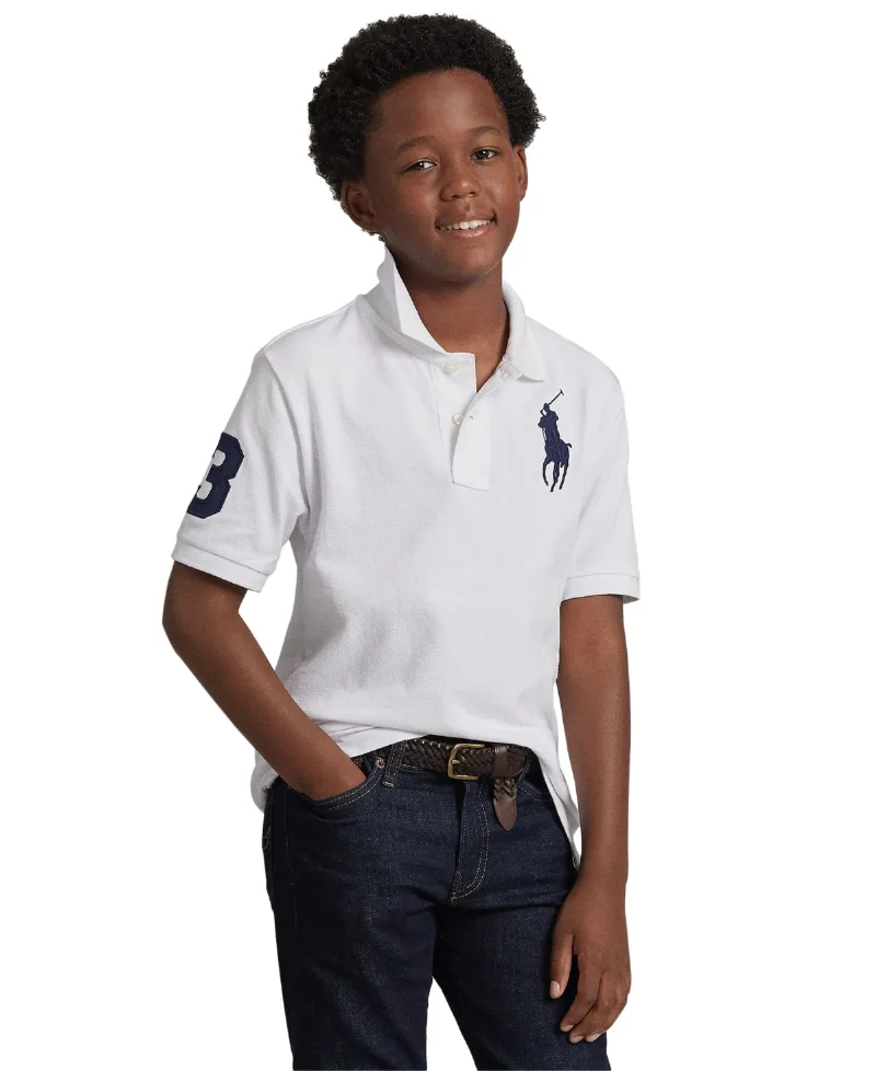Polo Ralph Lauren Big Boys Big Pony Cotton Mesh Short Sleeve Polo - White
