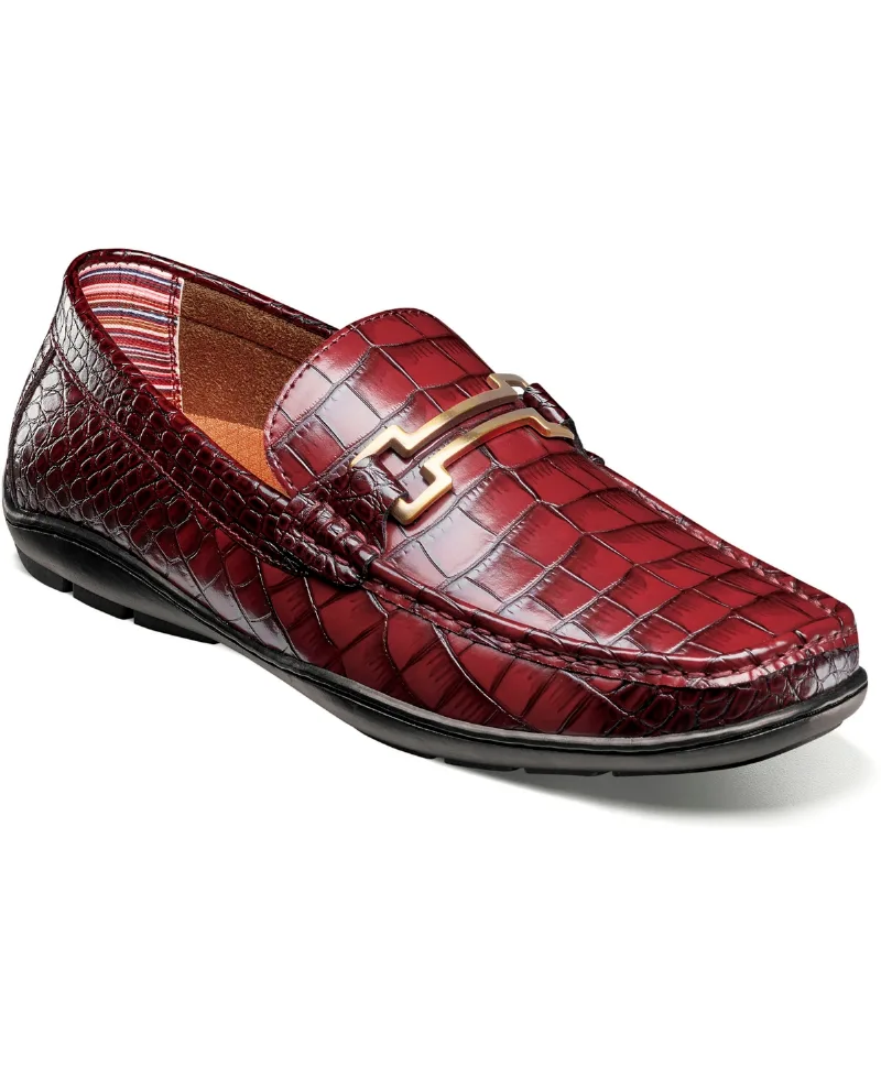 Stacy Adams Men's Embrey Moc Toe Bit Slip On Loafer - Wine