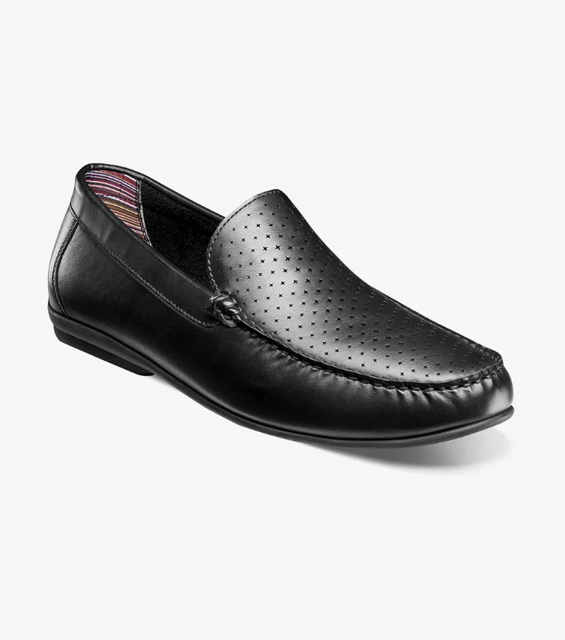Stacy Adams Shoes Conroy Moc Toe Perf Slip On Black Size 11.5