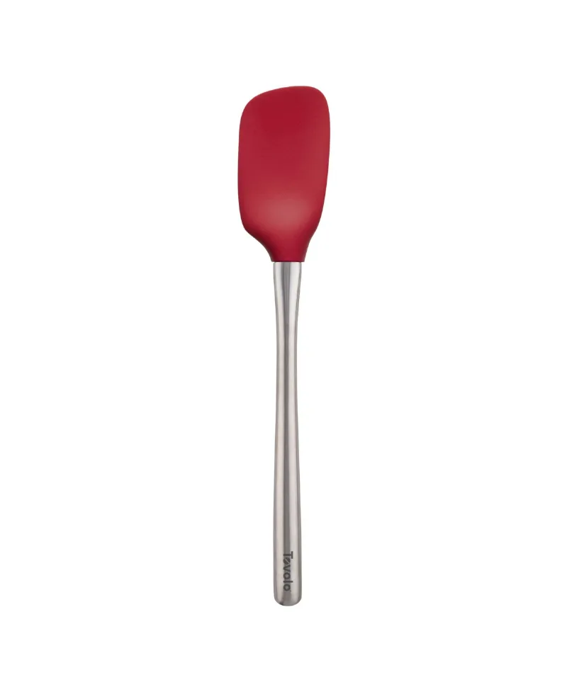 Tovolo Flex-Core Stainless Steel Handled Spoonula, Silicone Spoon Spatula Head - Cayenne