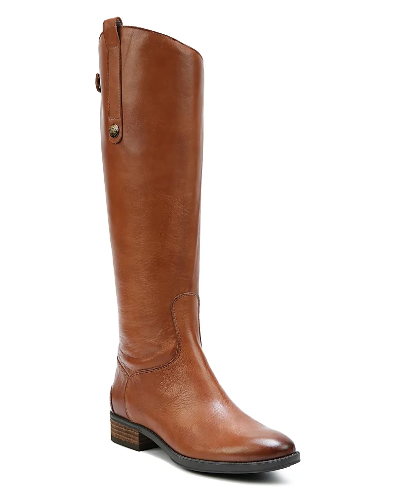 Sam Edelman Women's Penny Round Toe Leather Low-Heel Riding Boots