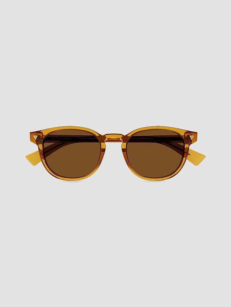Bottega Veneta Men's Triangle Stud 50MM Round Sunglasses - Yellow