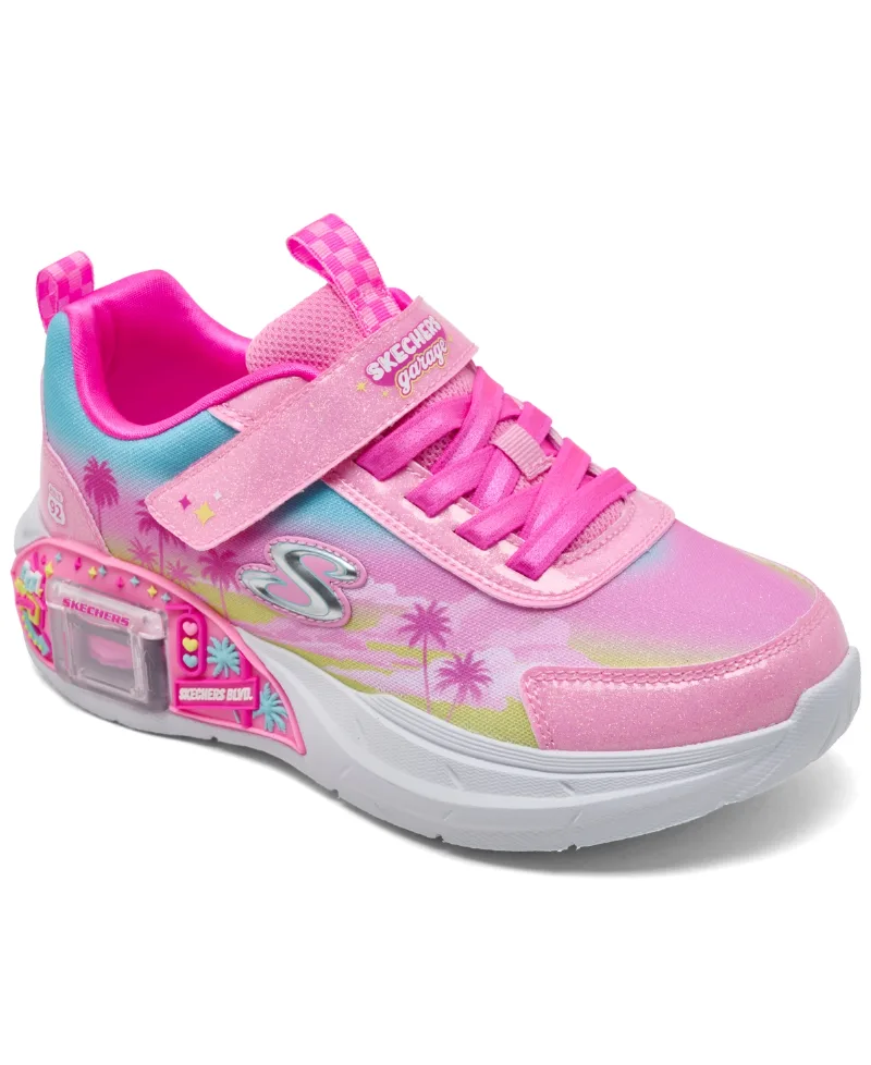 Skechers Little Girls' Garage - Glam Racer Lifestyle Sneakers from Finish Line - Pink, Multi