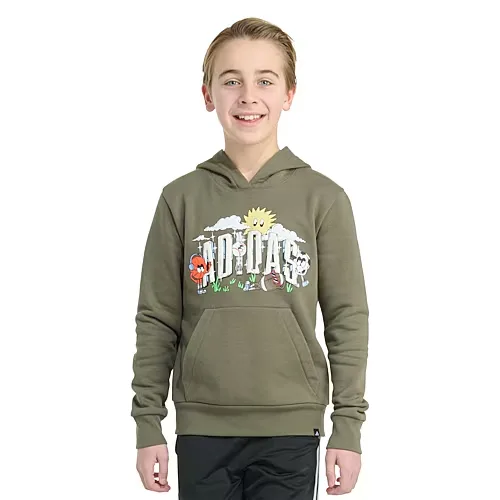 adidas Big Kid Boys Long Sleeve Active Hoodie, Large (14-16), Green