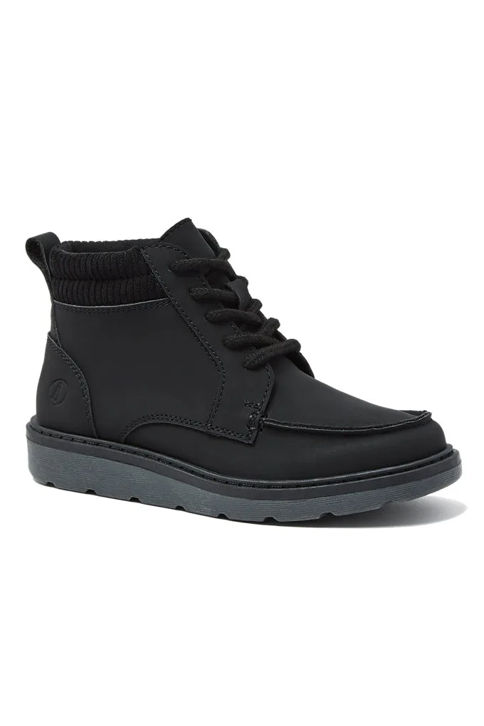 Kids Moc Toe Flannel Lined Lace Up Boots - Lands' End - Black - 2Y