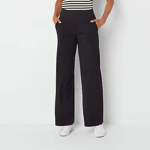 Stylus Womens High Rise Wide Leg Pant, X-large, Black