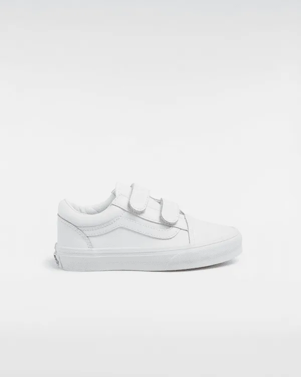 Vans - Kids Old Skool Hook and Loop Classic Tumble Shoes (4-8 Years), White, Size: 32.5