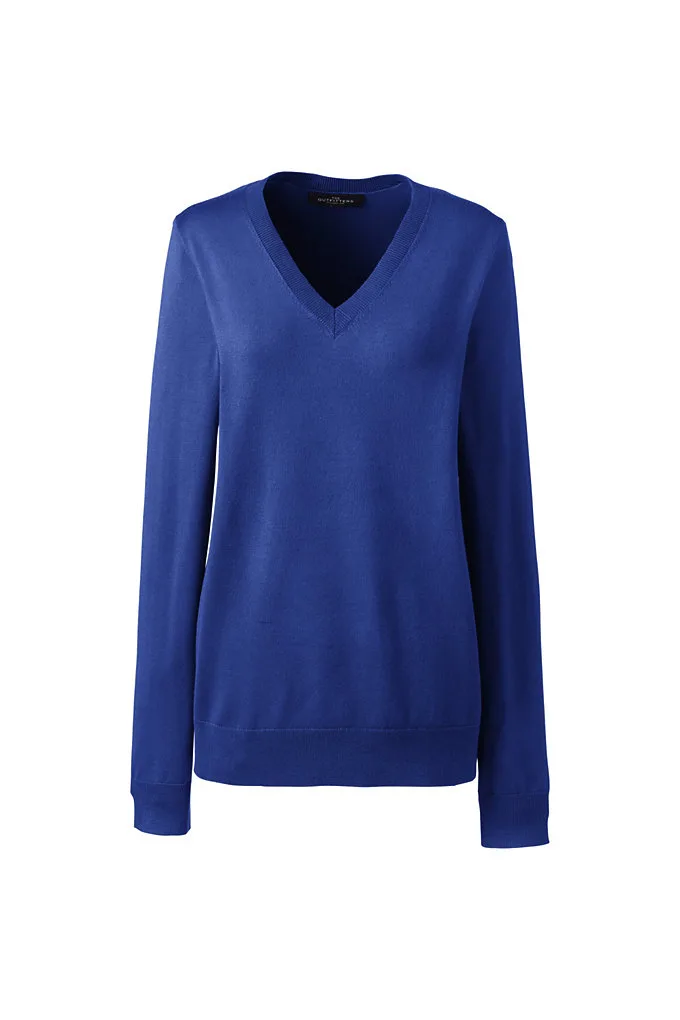 Women's Performance V-neck Sweater - Lands' End - Blue - S