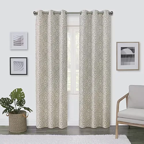 Regal Home Surfaces Ikat Scroll Grommet Top Light-Filtering Single Curtain Panel, One Size, Brown