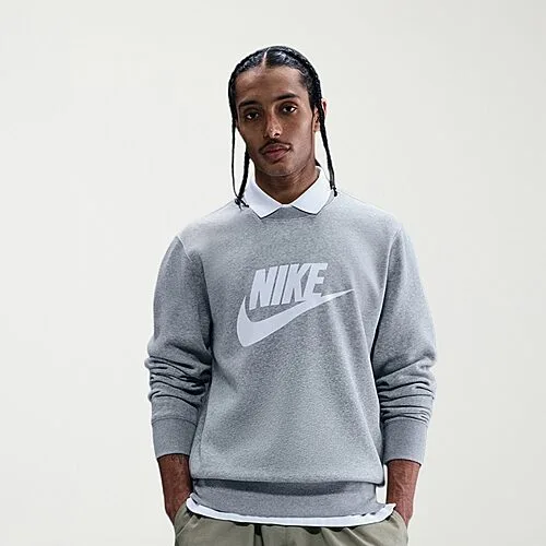 Nike Club Fleece Mens Crew Neck Long Sleeve Big and Tall Sweatshirt, 4x-large Tall, Gray