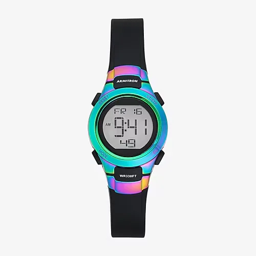 Armitron Womens Multi-Function Black Strap Watch 45/7012rbb, One Size, Black
