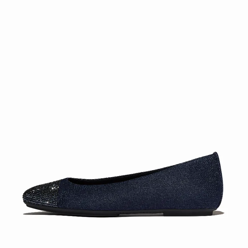 DELICATO Crystal Cap-Toe Denim Ballerinas