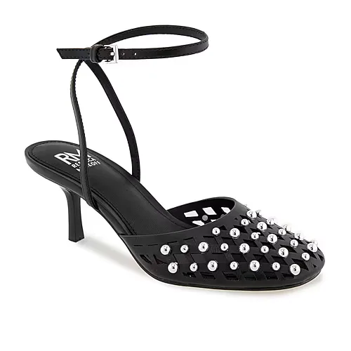 RM Rebecca Minkoff Fiona Womens Round Closed Toe Spool Heel Pumps, 6 1/2 Medium, Black