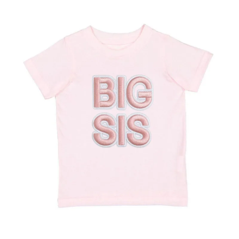 Sweet Wink Baby Girls Sis Embroidered Patch Short Sleeve T-Shirt - Ballet pink