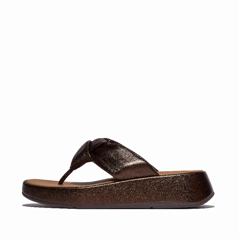 F-MODE Knot Soft-Leather Flatform Toe-Post Sandals