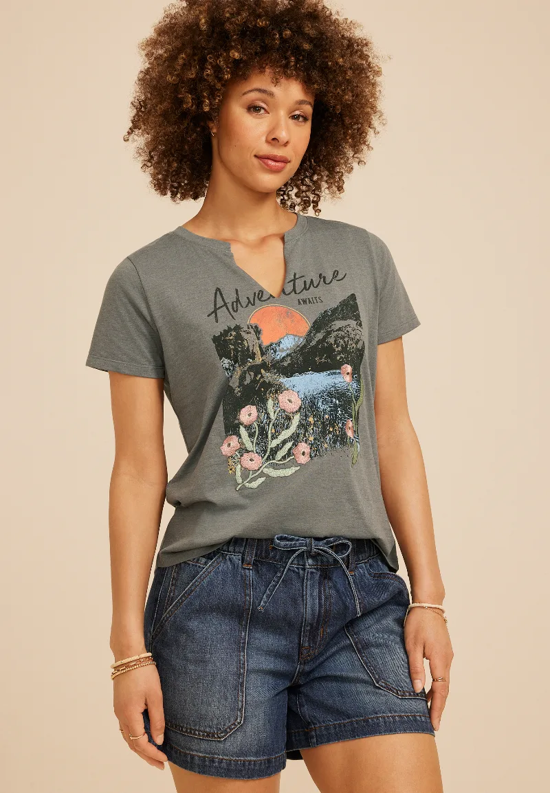 Maurices Women's Adventure Awaits Classic Fit Graphic Tee