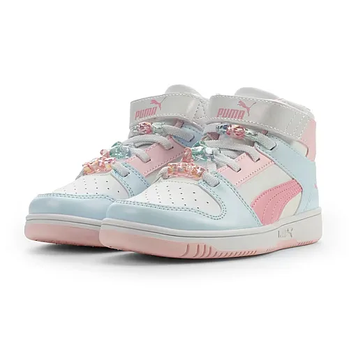 PUMA Rebound Layup Little Kid Girls Basketball Shoes, 1 Medium, White