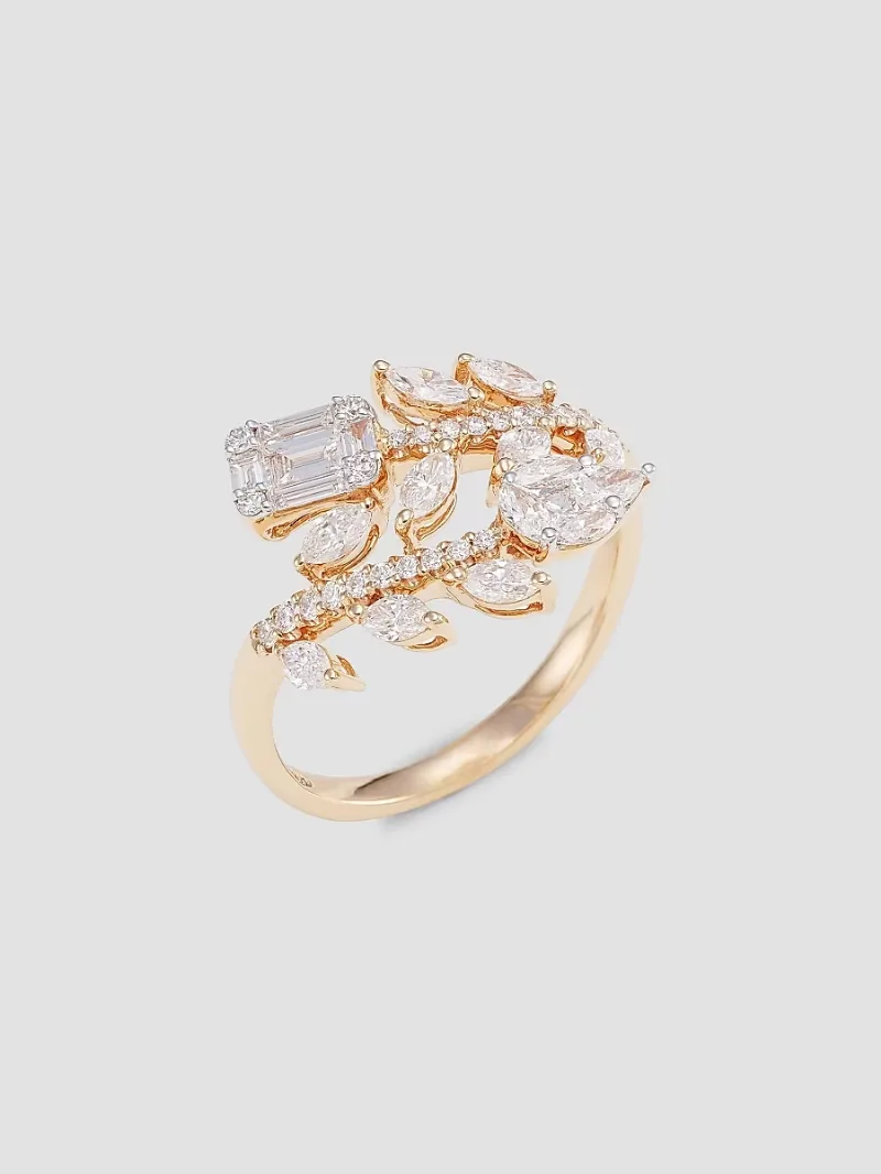 Saks Fifth Avenue Collection Women's 14K Rose Gold & Multi-Cut 1.04 TCW Diamond Vine Ring - Rose Gold - Size 7