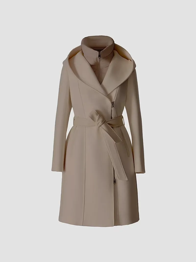 Mackage Women's Shia 2-In-1 Double-Face Wool Coat - Taupe - Size Medium