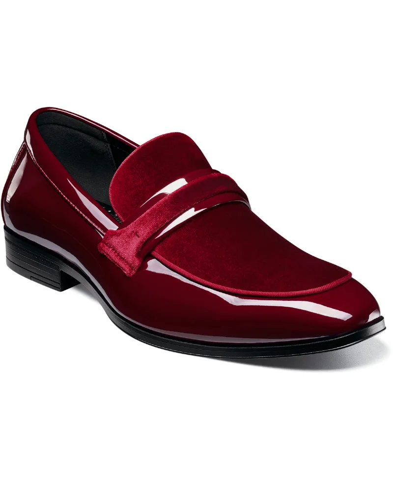 Stacy Adams Men's Spratley Moc Toe Saddle Slip On Loafer - Burgundy