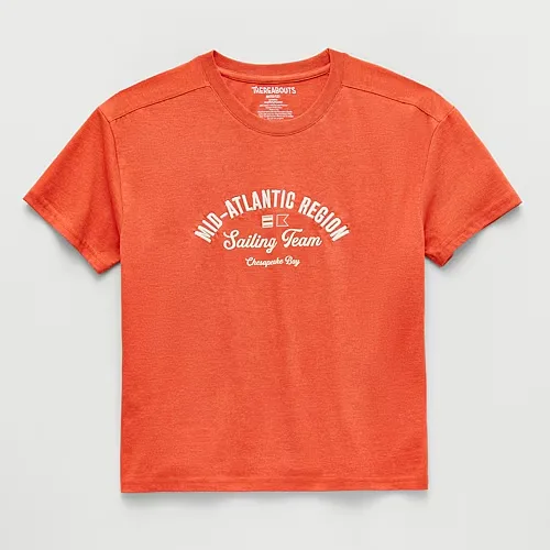 Thereabouts Little & Big Kid Boys Crew Neck Short Sleeve Oversized Graphic T-Shirt, Large (14-16), Orange