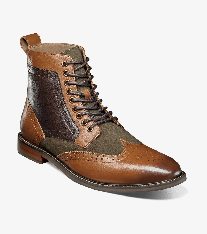 Stacy Adams Shoes Finnegan Wingtip Lace Up Boot Olive Multi Size 12