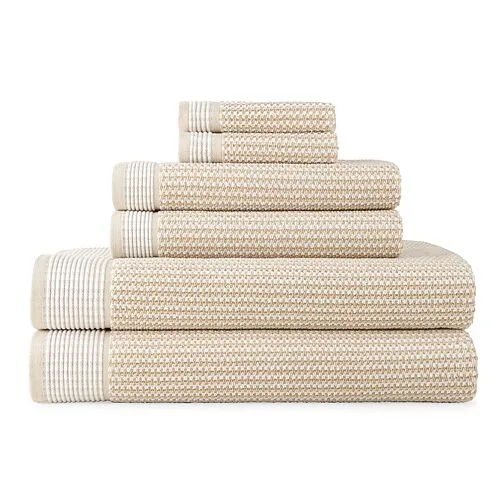Linden Street Textured Geometric Bath Towel, One Size, Beige