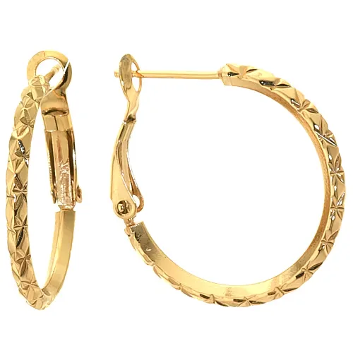 Silver Reflections Womens 24K Gold Over Brass 25mm Hoop Earrings, One Size, Gold