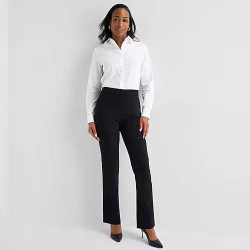 Liz Claiborne Lisa Womens Straight Pull-On Pant, 18, Black