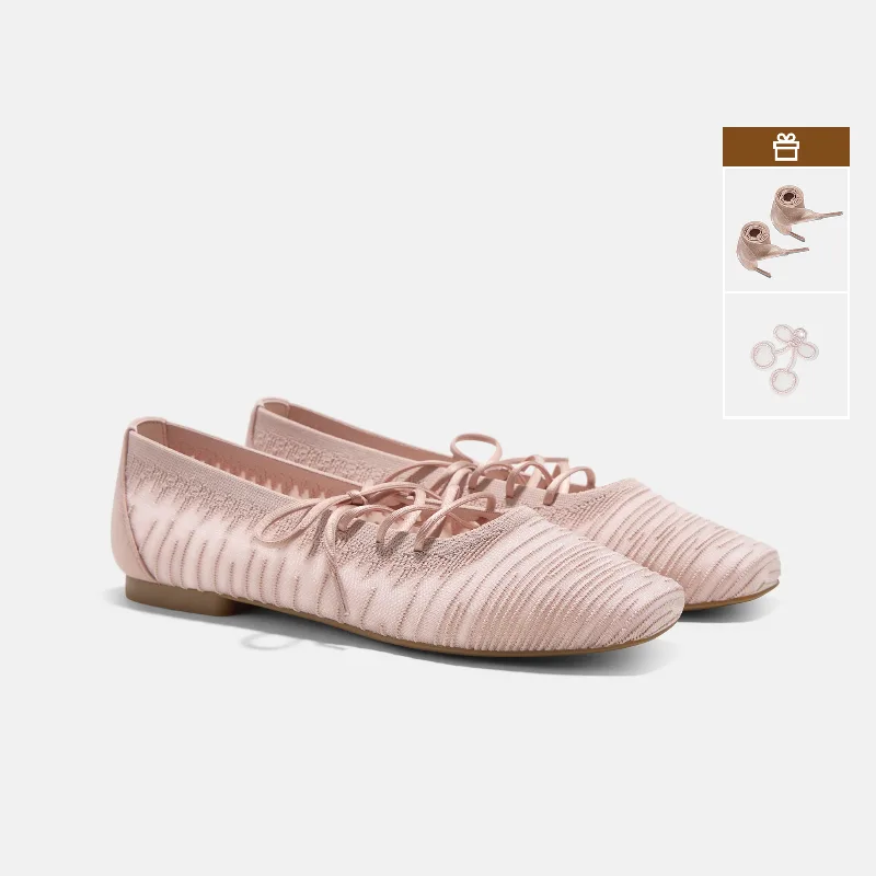 VIVAIA Square-Toe Lace-Up Mary Janes (Miley)|BALLET BLUSH|US 7