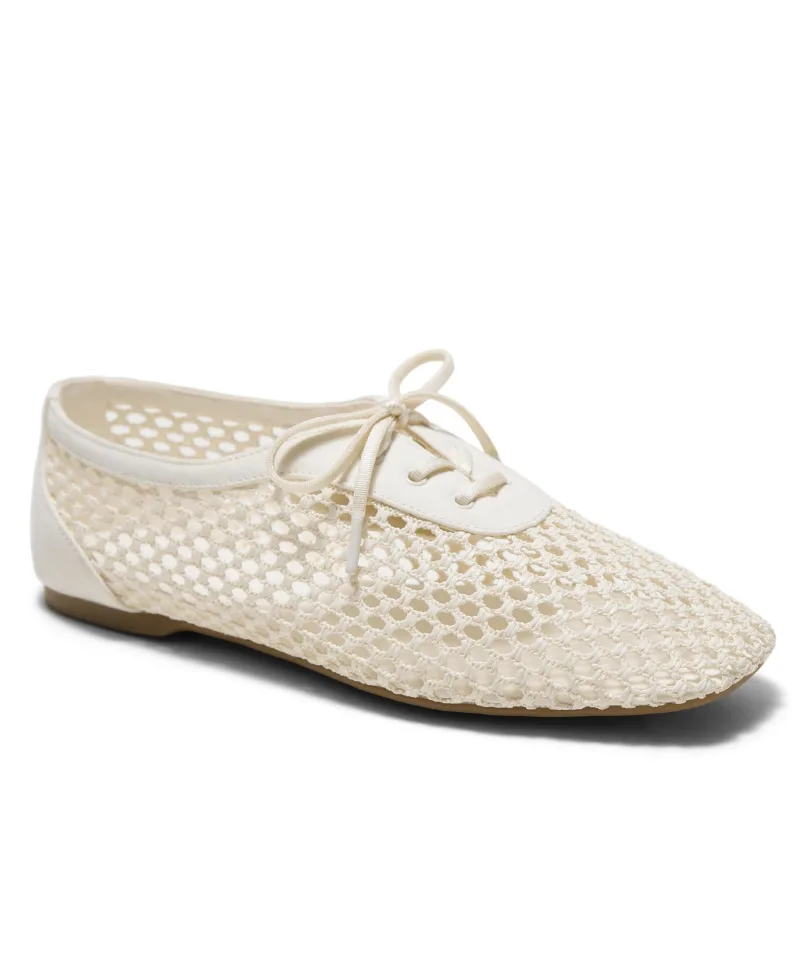 Vivaia Women's Carey Square-Toe Mesh Flats - Cream