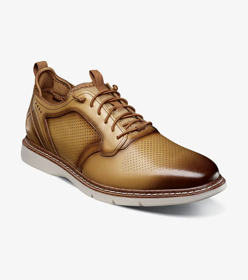 Stacy Adams Shoes Sync Plain Toe Elastic Lace Up Natural Size 7