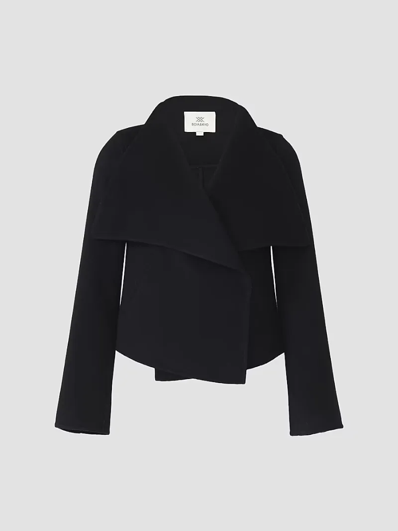 Soia & Kyo Women's Bree Double-Face Wool-Nylon Wrap Jacket - Black - Size XL