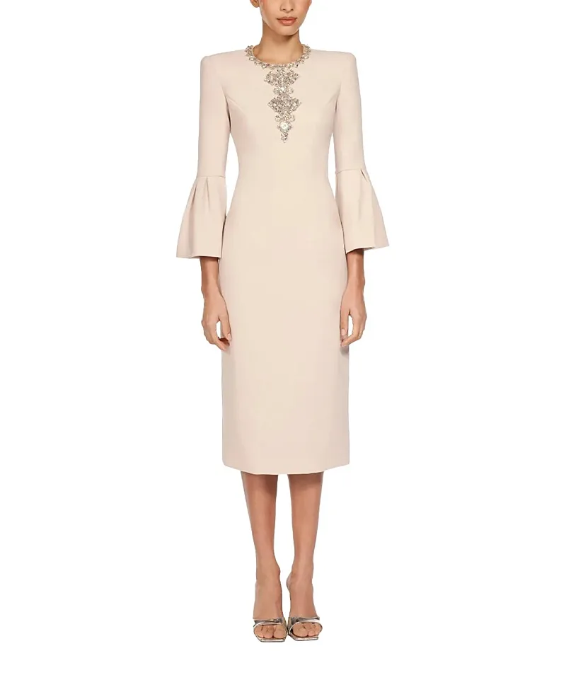 Jenny Packham Margoni Bell-sleeve embellished midi dress