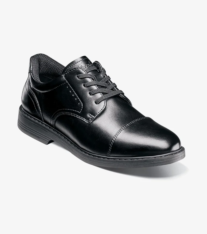 Florsheim Shoes Highrise Jr. Boys Elastic Cap Toe Oxford Hands Free Black Size 4.5 Big Kid
