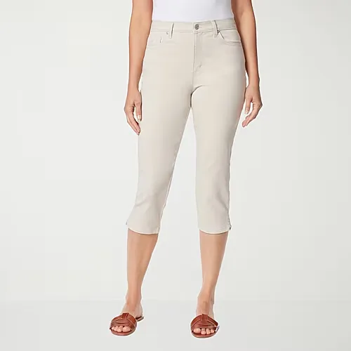 Gloria Vanderbilt Amanda Womens High Rise Capri Jean, 10, Beige