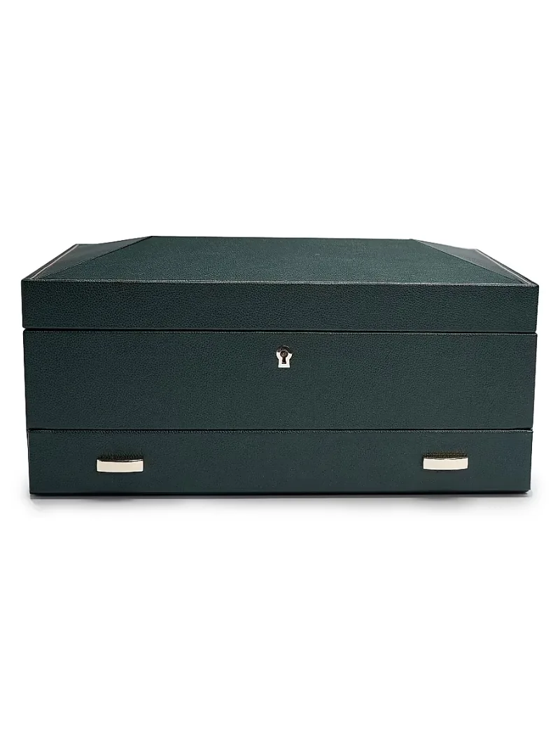 Wolf British Racing Green 10-Piece With Drawer Watch Box