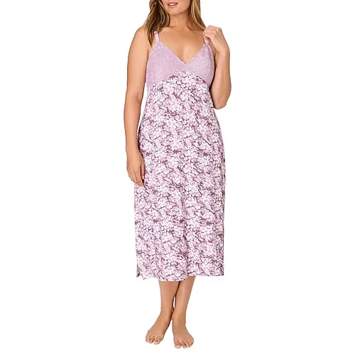 Bali Womens Satin Sleeveless V Neck Nightgown, Large, Purple