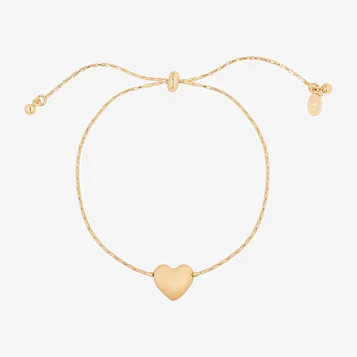 Bijoux Bar Delicates Gold Tone Womens Heart Bolo Bracelet, One Size, Yellow