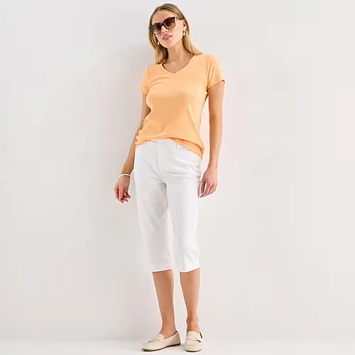 St. John's Bay Womens Secretly Slender Mid Rise Capri Pant, 16, White