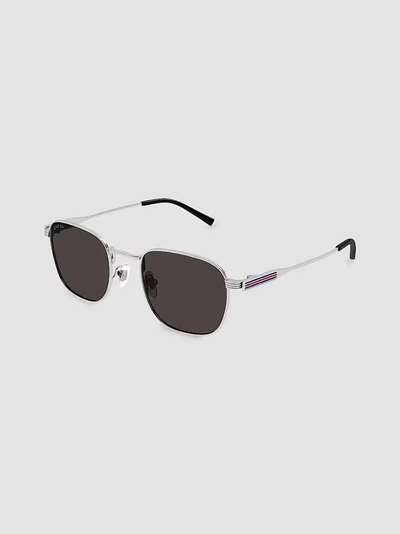 Gucci Men's Metal Web 50MM Panthos Metal Sunglasses - Silver Black