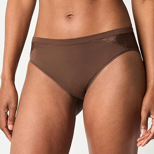 Ambrielle Supersoft High Cut Panty, Small, Brown