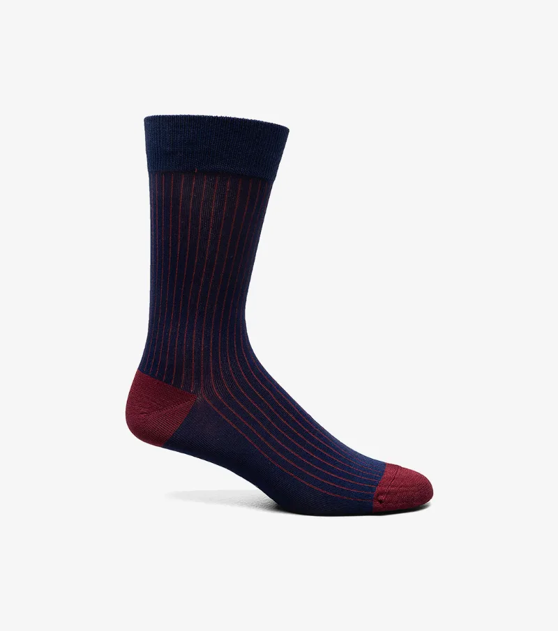 Florsheim Shoes Ribbed Men's Crew Dress Socks Navy