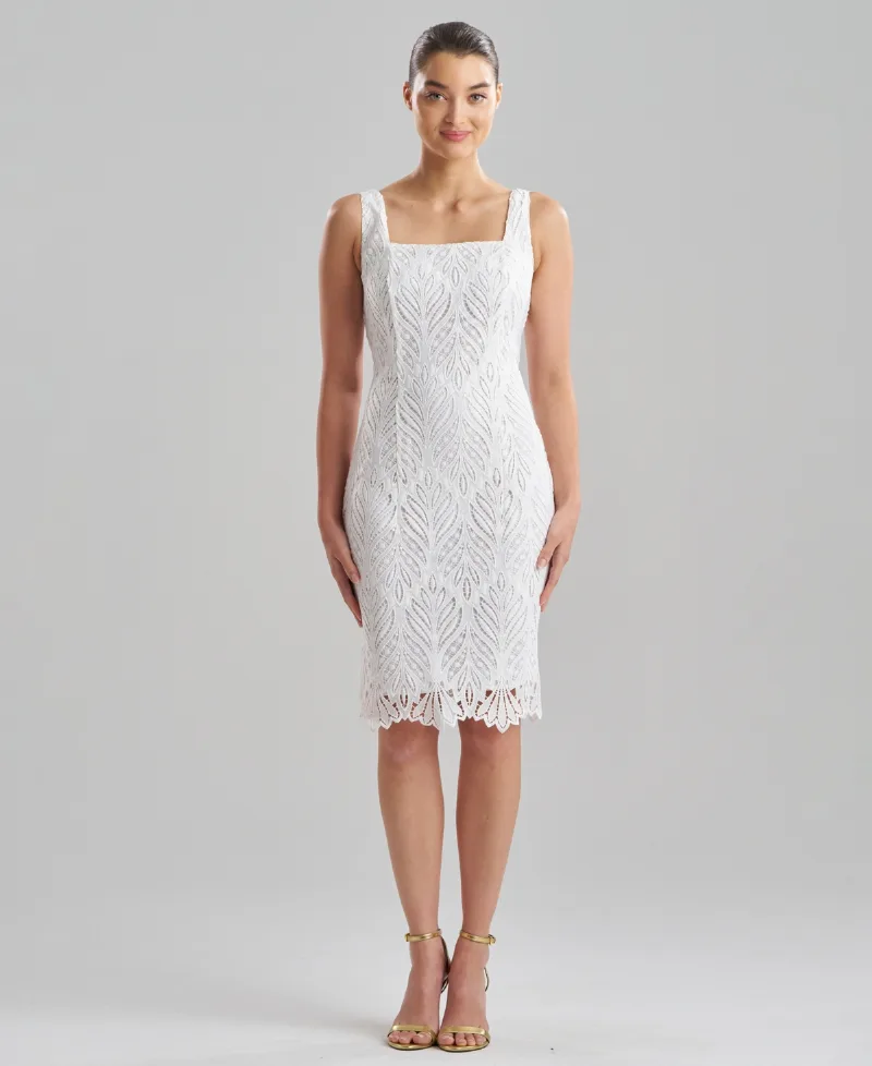 Natori Women's Leaflet Lace Square Neck Dress - White
